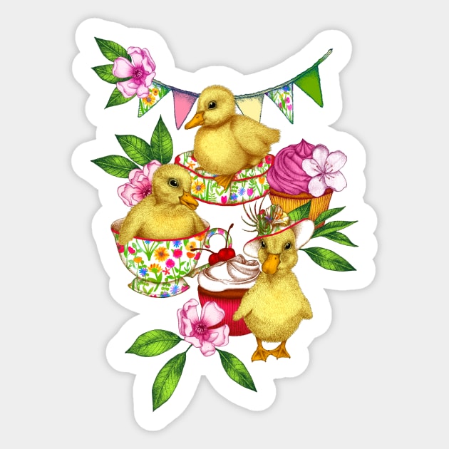 Posh Ducklings' Spring Picnic Sticker by PerrinLeFeuvre